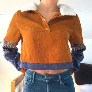 Faux Corduroy crop sweater 🧡